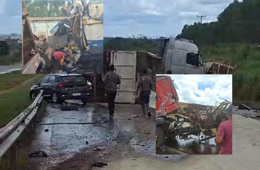 Impacto violento entre carretas e motos deixa um morto na BR-163, em Rondon�polis(V�deo)