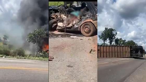 Colis�o entre carreta boiadeira e Fiat Uno deixa dois mortos na BR-070 em MT