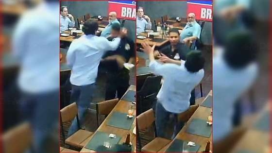 Cliente tenta agredir garçom e acaba nocauteado durante confusão em bar de Cuiabá(Vídeo)
