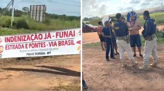 Ind�genas Terena protestam na BR-163 e d�o prazo para respostas sob amea�a de bloqueio em MT