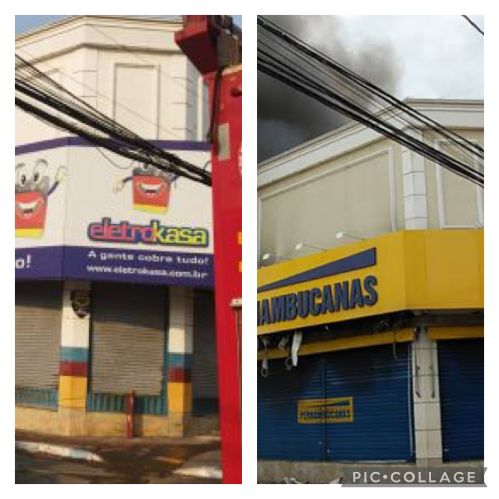 Pr�dio pega fogo pela segunda vez na Avenida Couto Magalh�es em V�rzea Grande