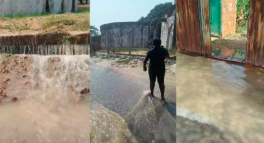 Adutora rompe, alaga casas e interrompe fornecimento de �gua