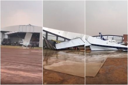 Temporal atinge interior, destr�i aer�dromo e danifica avi�es