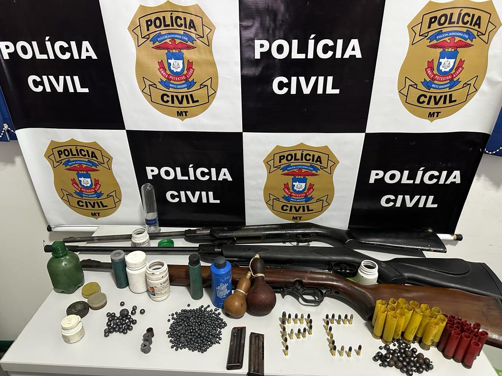 Pol�cia Civil prende homem com armas e muni��es em fazenda de MT