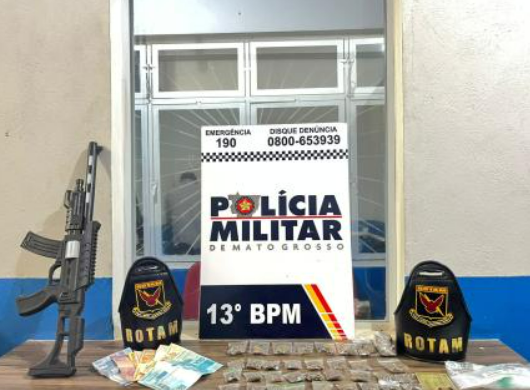 Jovem � preso com drogas e simulacro de arma em opera��o policial em Lucas do Rio Verde