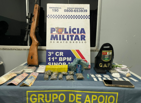 PM prende casal por trfico de drogas e posse ilegal de arma em Sinop