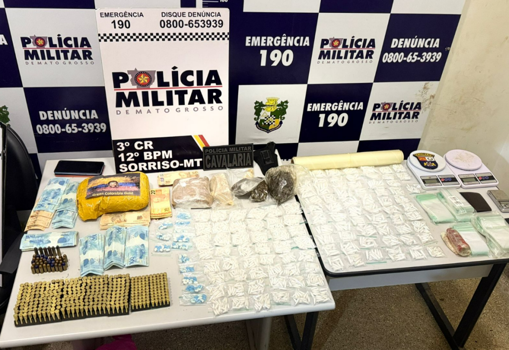 PM prende membro de fac��o criminosa com grande quantidade de drogas e muni��es em Sorriso