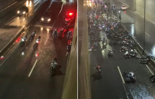 PM apreende 15 motos e aplica mais de 100 multas durante opera��o contra 'rolezinho' em Cuiab�