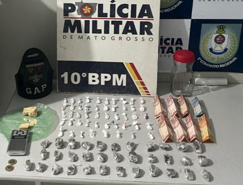 PM prende suspeito com 82 por��es de drogas durante Opera��o Toler�ncia Zero em Cuiab�