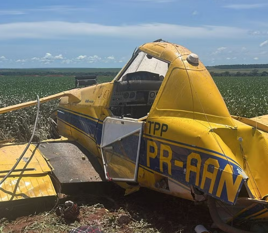 Piloto Morre em Queda de Avi�o Agr�cola em Fazenda de Canarana
