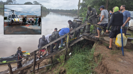 Homem � socorrido de helic�ptero ap�s acidente em rio no interior