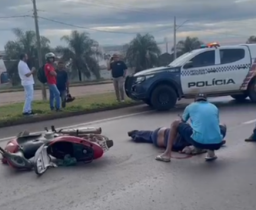 Motociclista fica ferido ap�s colis�o na BR-364 em Rondon�polis