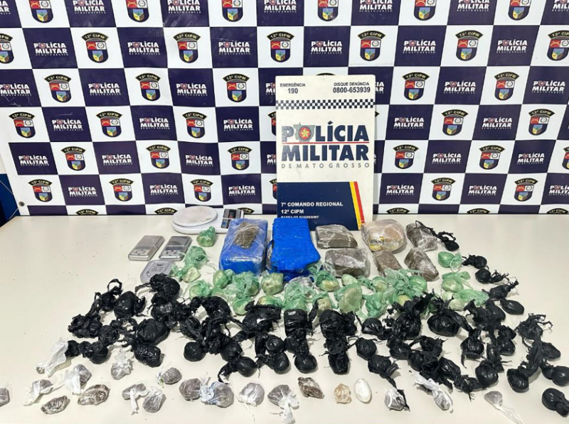 Pol�cia Militar prende dupla ligada a fac��o criminosa com drogas na Barra do Bugres