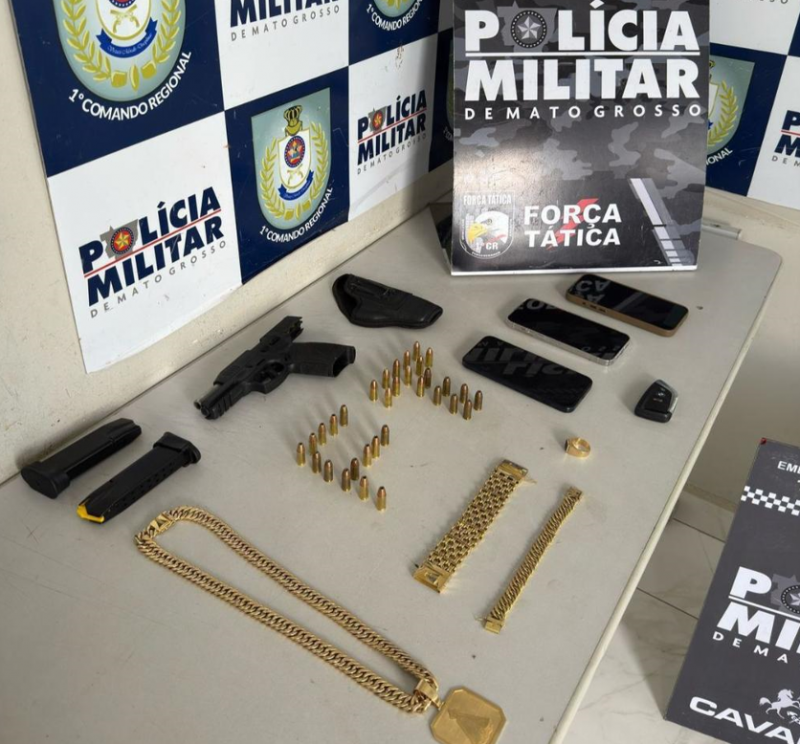 For�a T�tica prende homem com arma e muni��es em Cuiab�