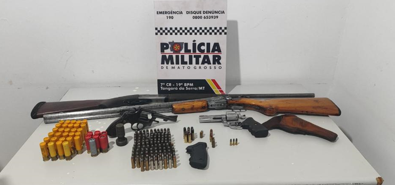 Homem � preso por viol�ncia dom�stica e porte ilegal de armas em Tangar� da Serra
