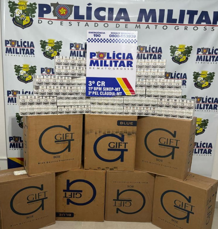 Pol�cia Militar prende m�e e filho com quatro mil ma�os de cigarros contrabandeados em Cl�udia