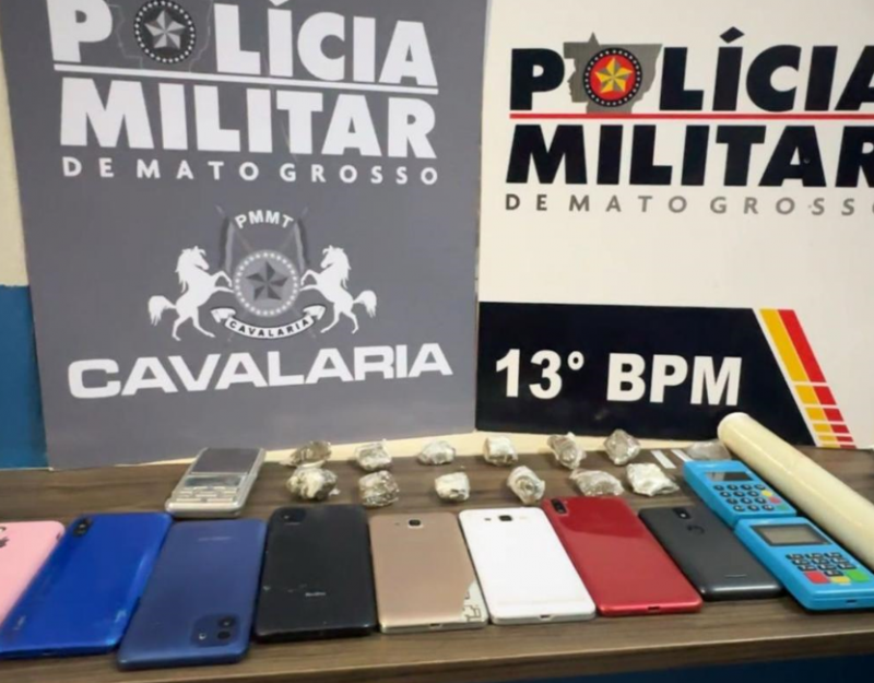 Cavalaria da PM prende dois homens por tr�fico de drogas em Lucas do Rio Verde