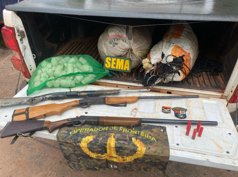 PM e Sema apreendem carga ilegal de madeira e prende dois homens em flagrante