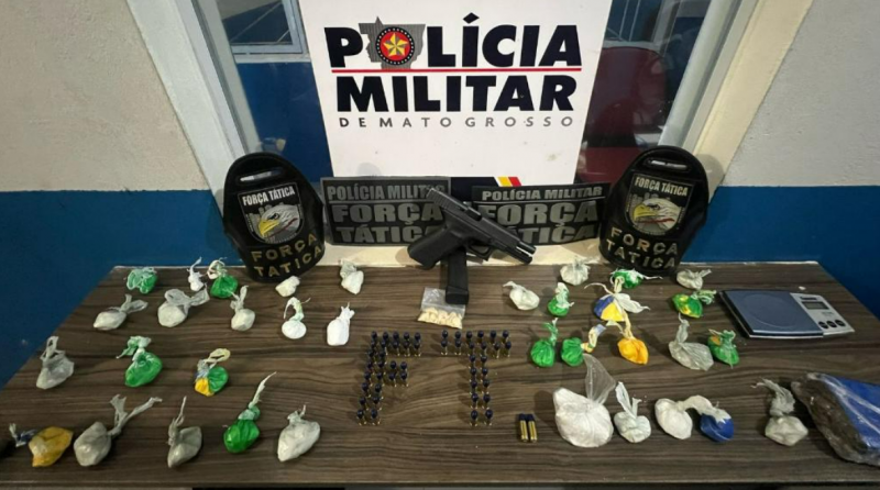 For�a T�tica prende dois integrantes de fac��o criminosa e apreende drogas e armas em Lucas do Rio Verde