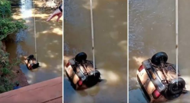 Corpo � encontrado dentro de porta-malas de carro submerso em rio em Planalto da Serra