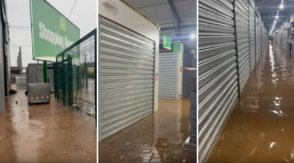 Temporal provoca alagamentos em Shopping Popular e ruas de Cuiab�