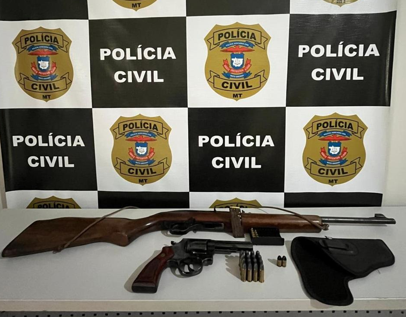 Pol�cia Civil apreende armas e muni��es durante buscas por foragido em Rondon�polis
