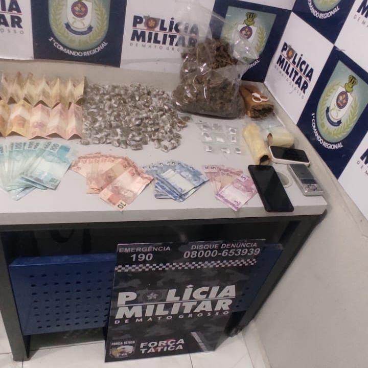 Pol�cia Militar prende homem com mais de 170 por��es de drogas em Cuiab�