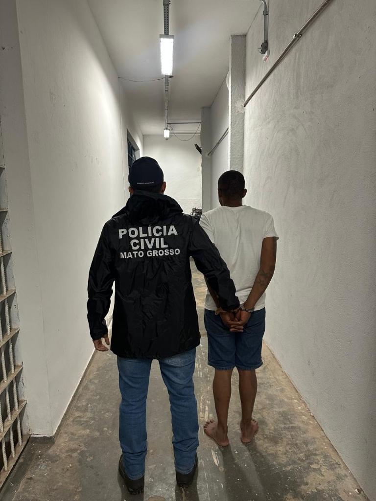 Homem � preso pela Pol�cia Civil logo ap�s praticar roubo a posto de combust�vel em V�rzea Grande