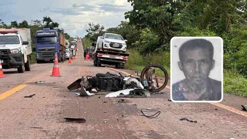Motociclista sem CNH morre em acidente com caminh�o na BR-174, pr�ximo a Pontes e Lacerda MT