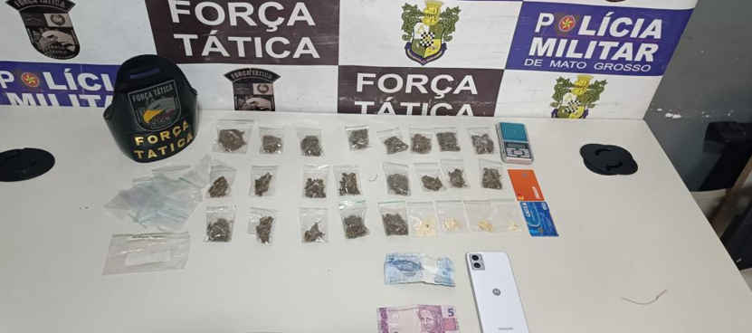 Jovem � preso com por��es de maconha e pasta base em Rondon�polis