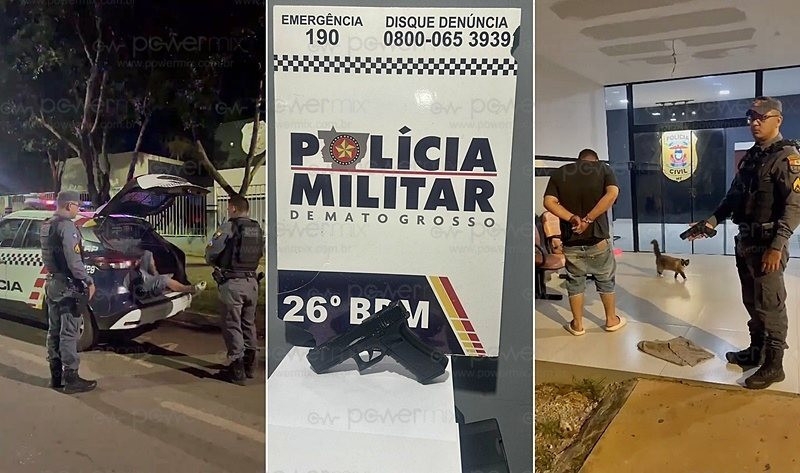 Suspeito � preso por intimidar gr�vida com r�plica de arma em Nova Mutum, MT