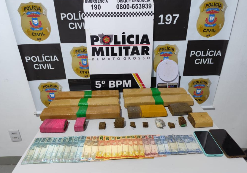 Dupla � presa com 7 quilos de maconha durante a��o das pol�cias Civil e Militar em Pedra Preta