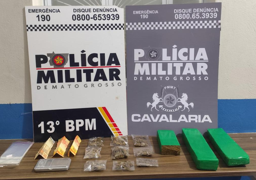 Cavalaria da PM prende dois por tr�fico e apreende por��es e tabletes de maconha em Lucas do Rio Verde