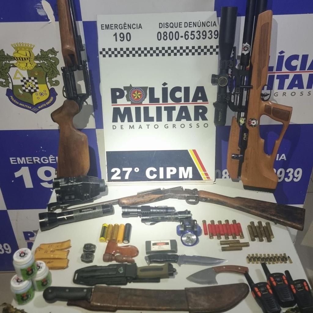 Patrulha Rural prende homem com armas de fogo e materiais para ca�a em Santa Cruz do Xingu