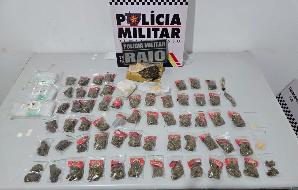 Pol�cia Militar prende homem com 65 por��es de drogas em Tangar� da Serra