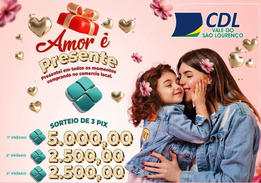 CDL Vale do S�o Louren�o premia consumidores na promo��o 'Amor � Presente - 2025' em sorteio transmitido ao vivo