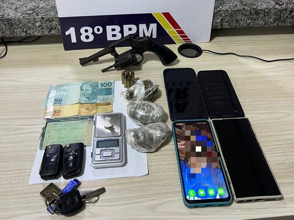 Pol�cia Militar prende quatro homens com drogas e arma de fogo em Pontes e Lacerda