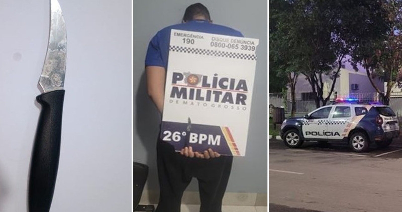 Homem esfaqueia esposa durante briga e se entrega � pol�cia em Nova Mutum