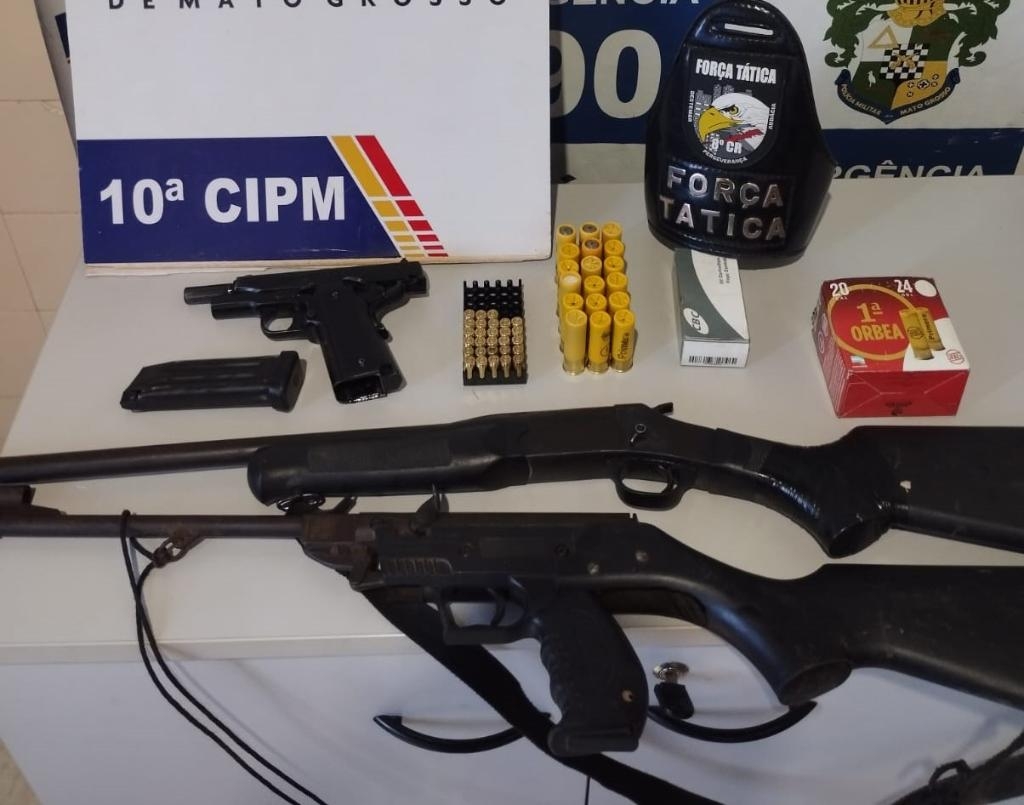 For�a T�tica apreende armas e muni��es em propriedade rural em Aripuan�
