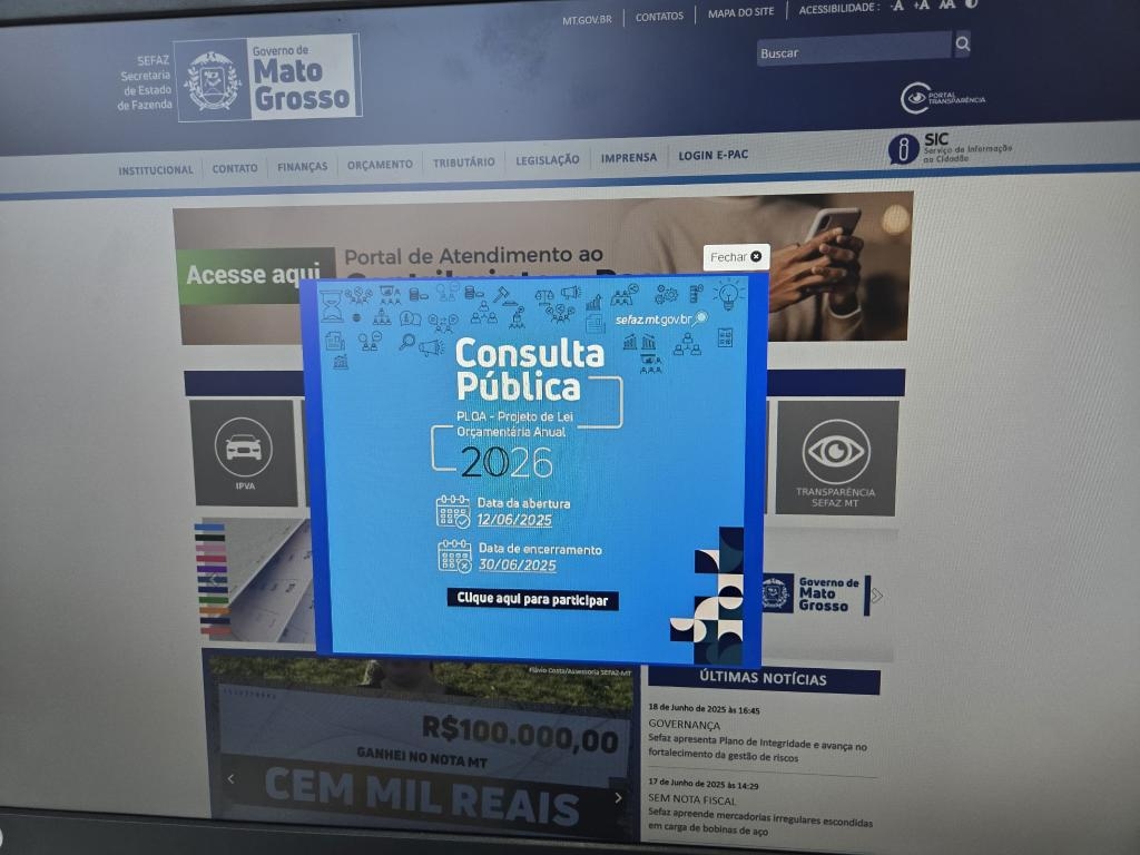 Consulta p�blica do Projeto de Lei Or�ament�ria Anual 2026 recebe sugest�es da popula��o at� esta segunda-feira (30)