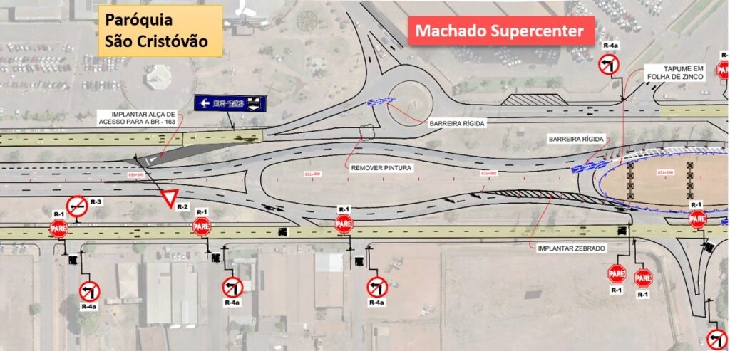 Aten��o: Tr�fego na BR-163, em Sinop, � alterado para constru��o de viadutos