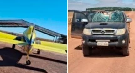 Homem morre ap�s caminhonete ser atingida por avi�o durante decolagem em Porto dos Ga�chos