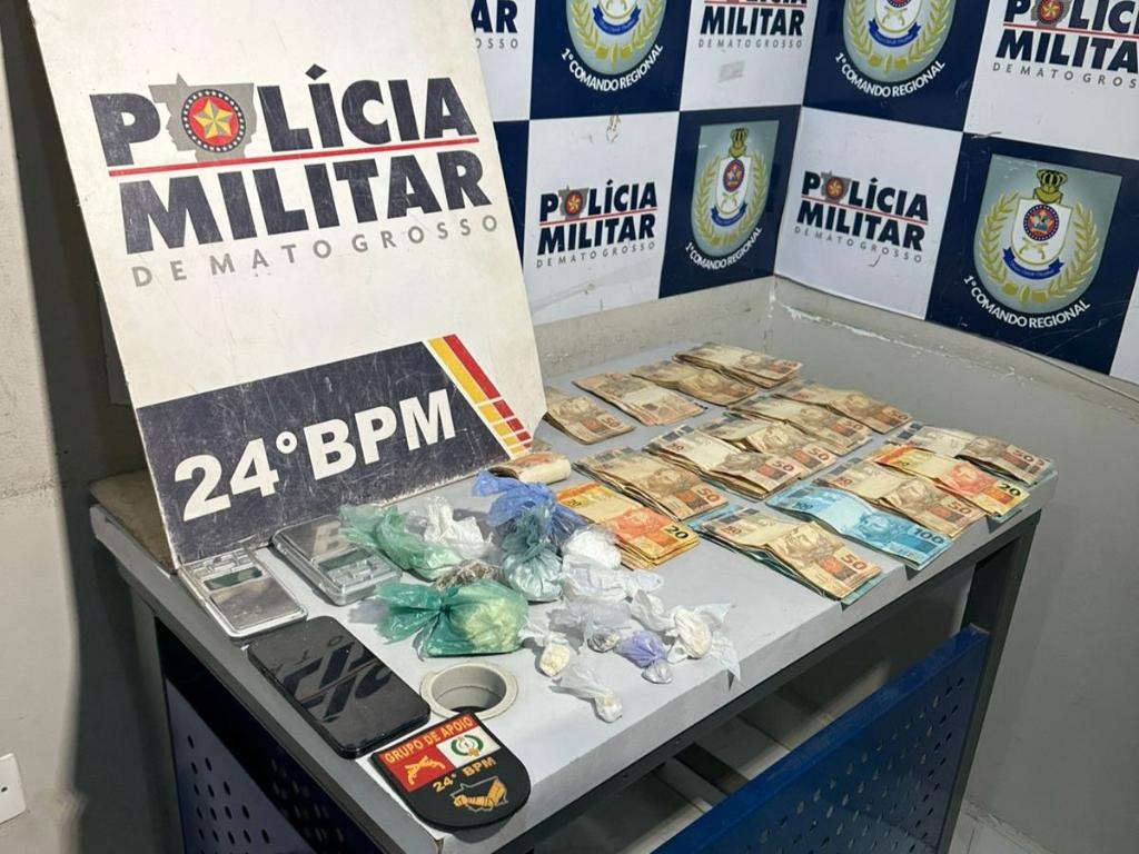 Pol�cia Militar prende homem com por��es de drogas e R$ 14 mil em dinheiro em Cuiab�